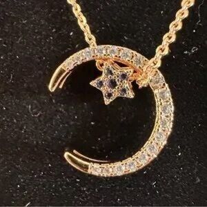 Dazzling Gold Moon and Star Necklace